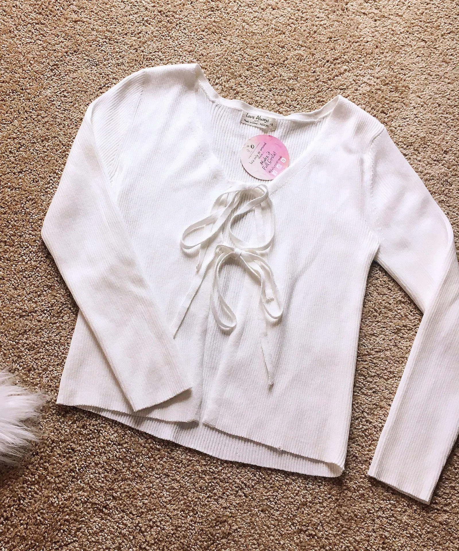 White Tie Front Top Size M - Image 3