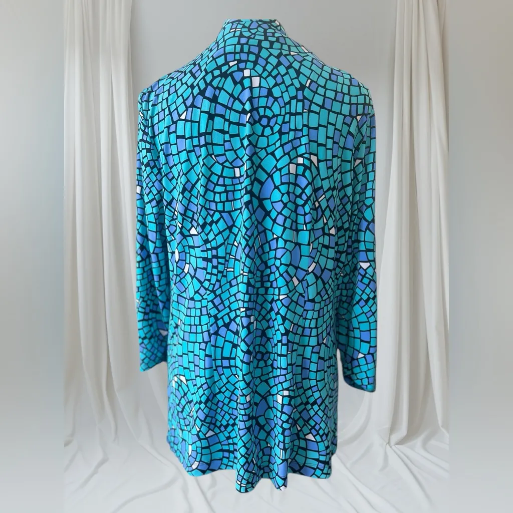 Perceptions Blue and Black Mosaic Blazer - Image 2