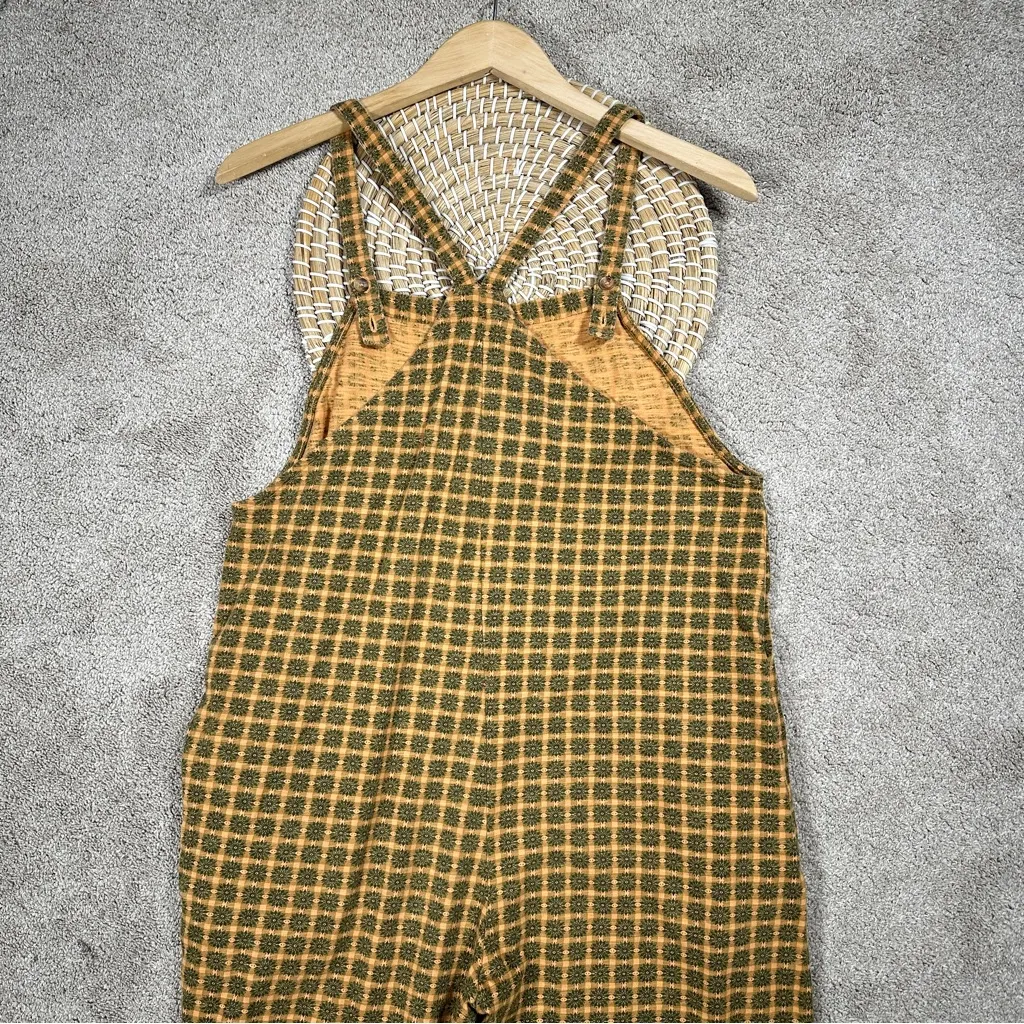 Known Supply Women’s Organic Cotton Cadence Overall Retro in Apricot Plaid M Yellow Size M - Image 8