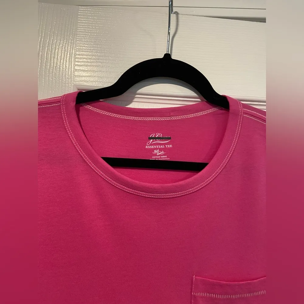 NWOT J. Crew Size S Neon Pink Short Sleeve Crew Neck Pocket Tee Shirt - Image 5