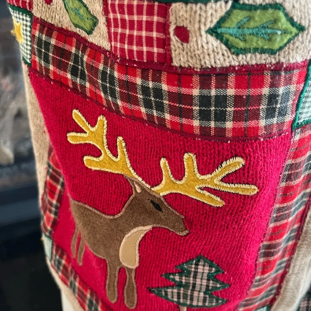 Christmas Sweater Zip Vest Heirloom Collectibles Womens Medium Red - Image 12