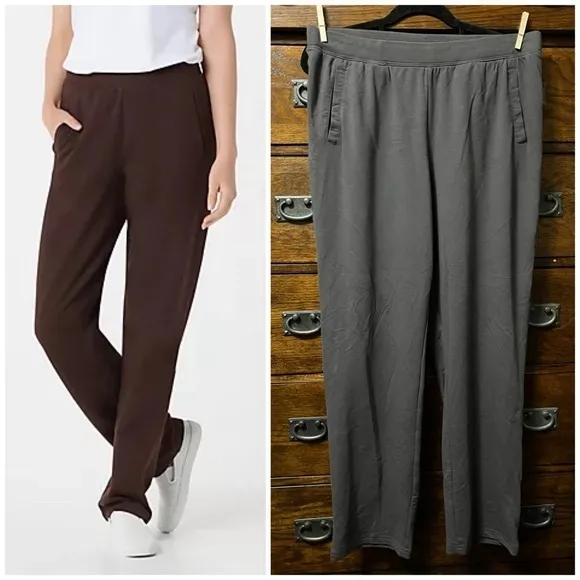 NWOT! Denim & Co. Active Regular Straight Leg Knit Pants Gray Size L - Image 2