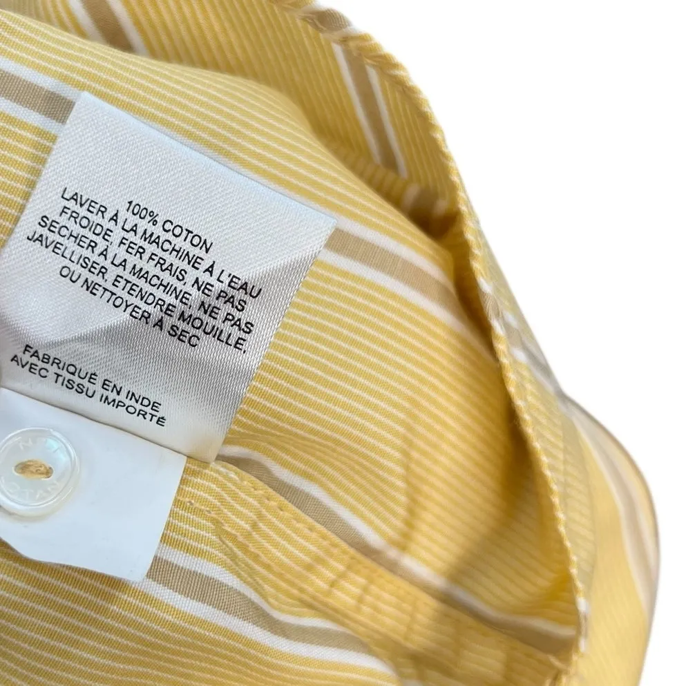 Nili Lotan‎ Kristen Striped Cotton Poplin Shirt Button Down Yellow Size Large - Image 13