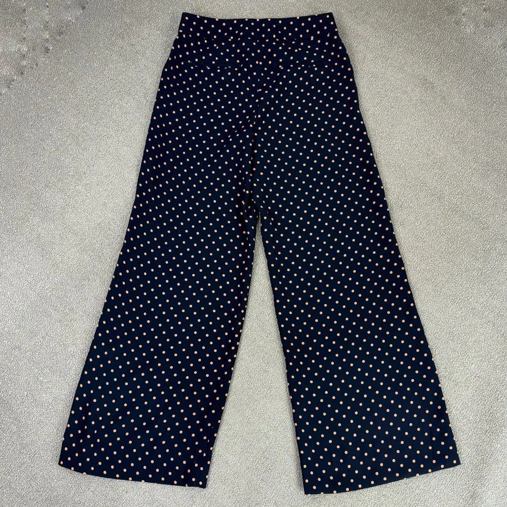 Banana Republic High Rise Wide Leg Polka Dot Pants Blue Tan Size 6 - Image 8
