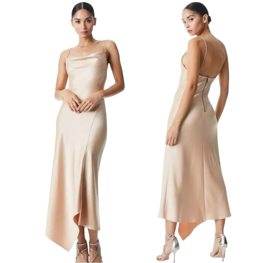 Alice + Olivia Harmony Drapey Slip Dress Size 4 in the color almond NWT - Image 2