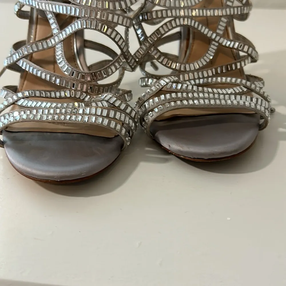 Gianni Bini rhinestone back tie cage heels - Image 5