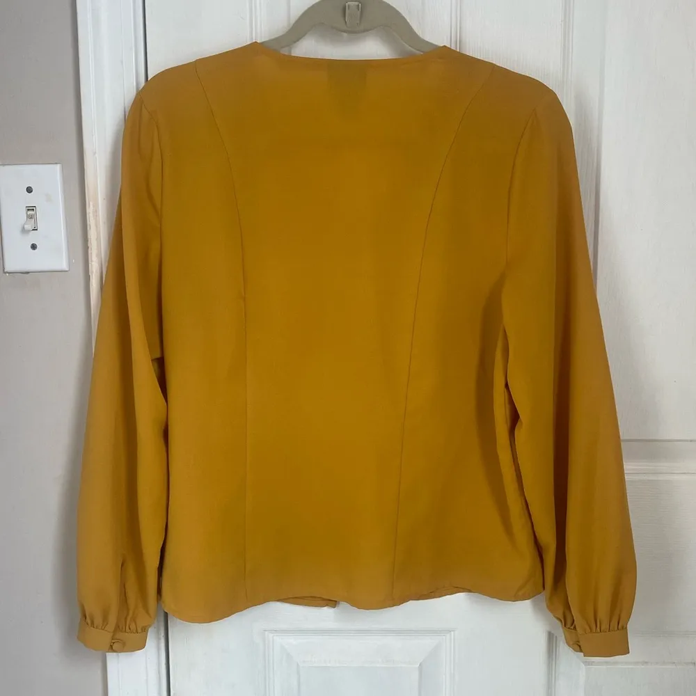 Rachel Zoe Mustard Yellow Button Front Long Sleeve Blouse - Image 4