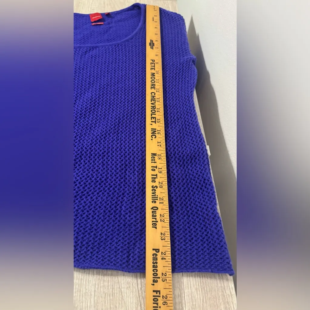 Saks Fifth Avenue Open Knit Cashmere Sweater Purple Scoop Neck Size Medium - Image 4