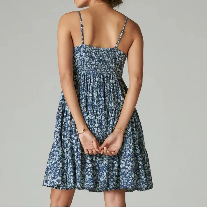 Lucky Brand Printed Button Front Tiered Mini Dress - Image 2