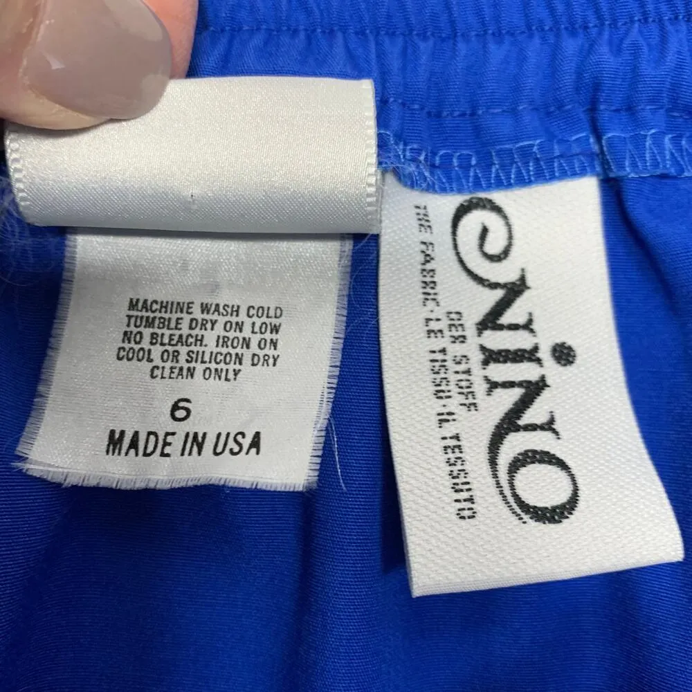 Vintage 60s 70s Royal Blue Straight Skirt Gold Buttons 26" waist Size XS - Image 5