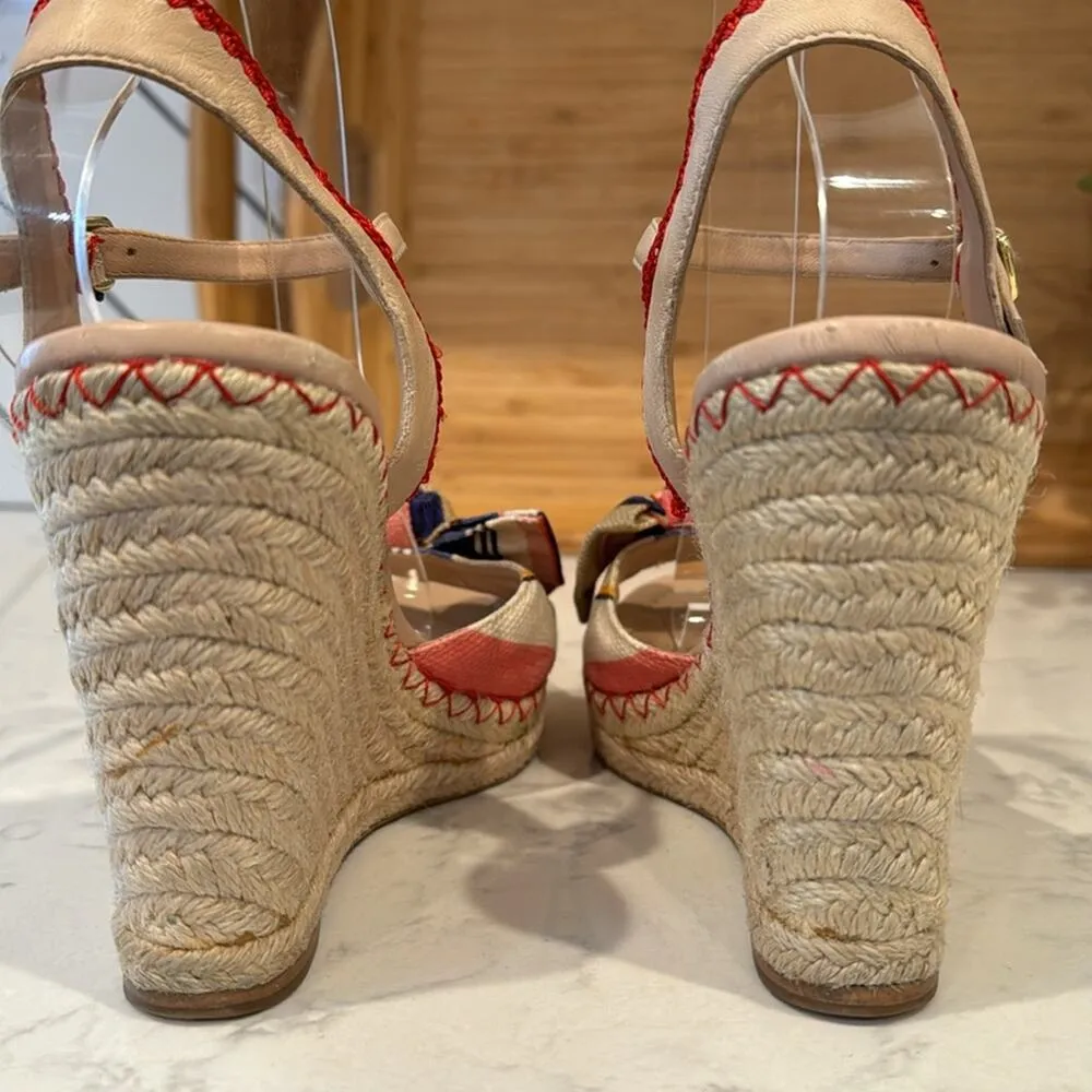 Kate Spade New York Jane Wedge Sandals Hamptons garden party preppy size 8.5 - Image 3