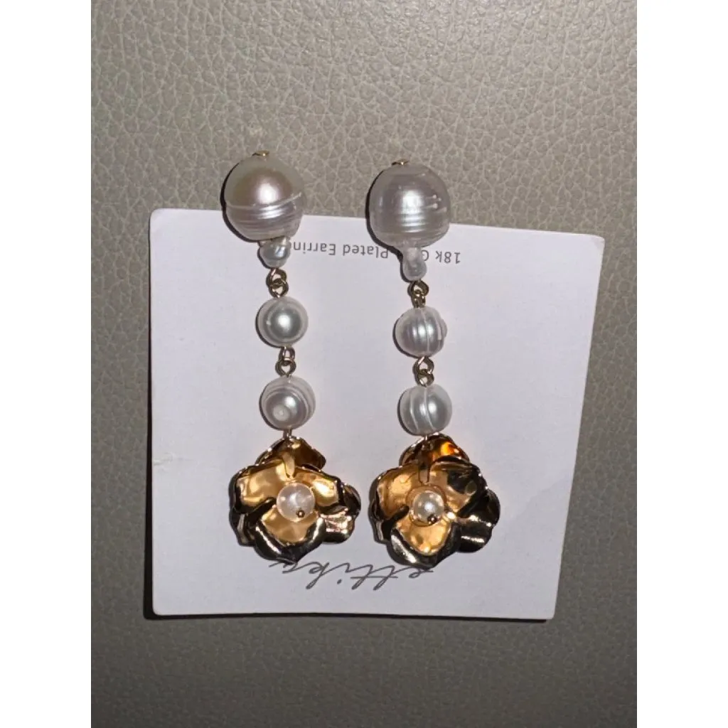 Ettika Pearl And Flower Earrings in Pearl New Womens Jewelry - Image 3