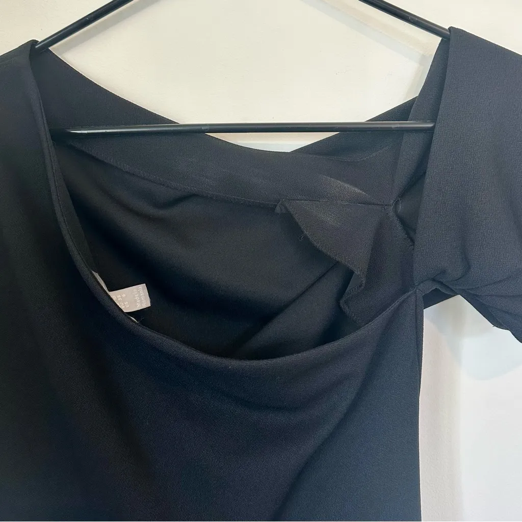 ASOS Black Pleated Shoulder Midi Pencil Dress - Size: 6 - Image 6