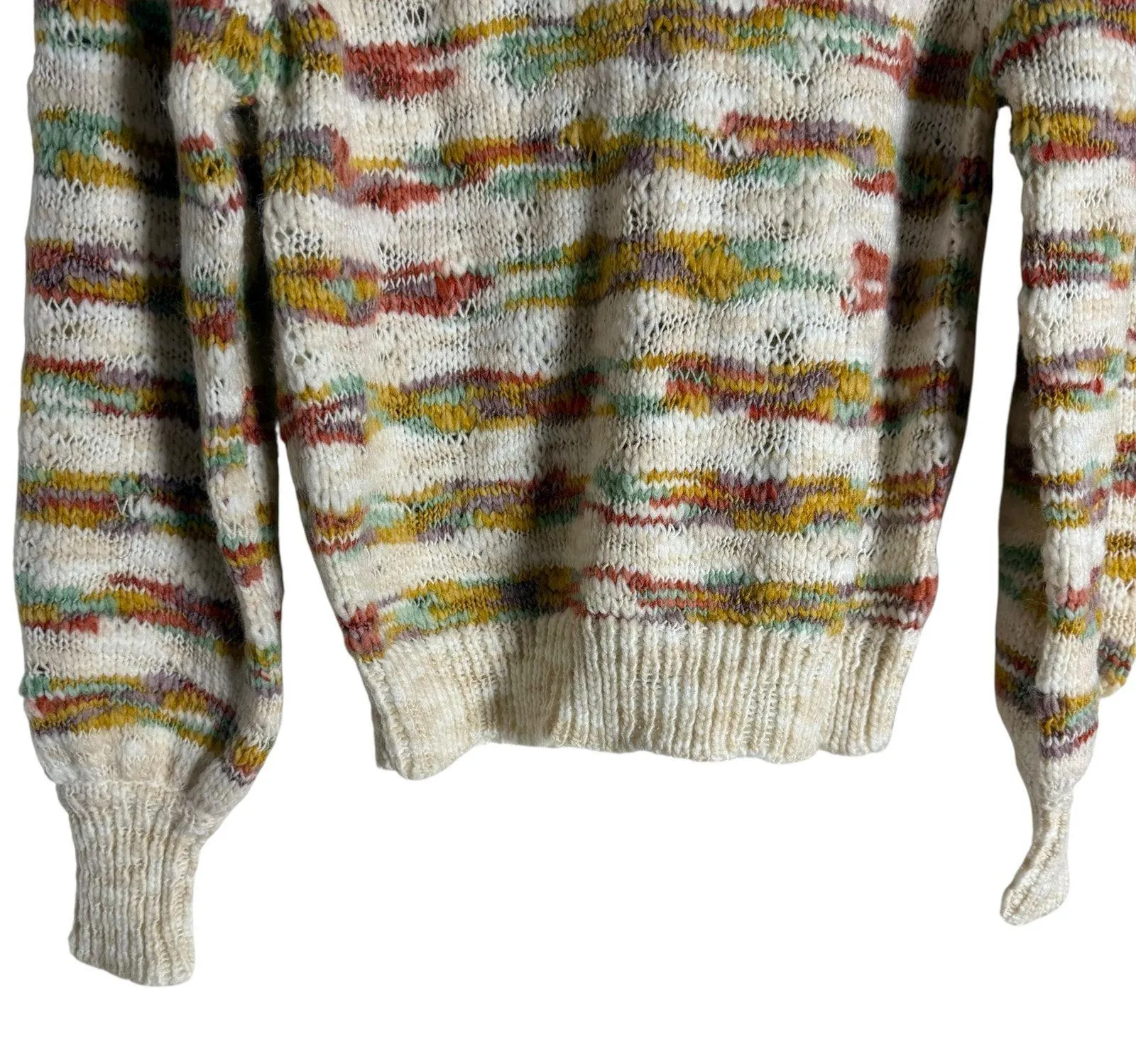 Dear John Jasmine Novelty Stripe Knit Cream Multi Crewneck Pullover Sweater XS - Image 6