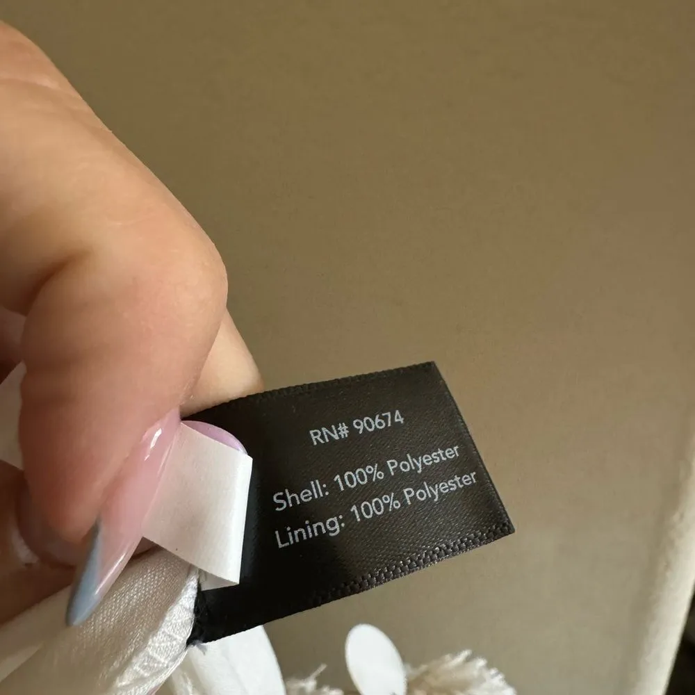 Boston Proper Fringe Sequin Two Piece Skirt Set‎ Sz 10 Cream - Image 9