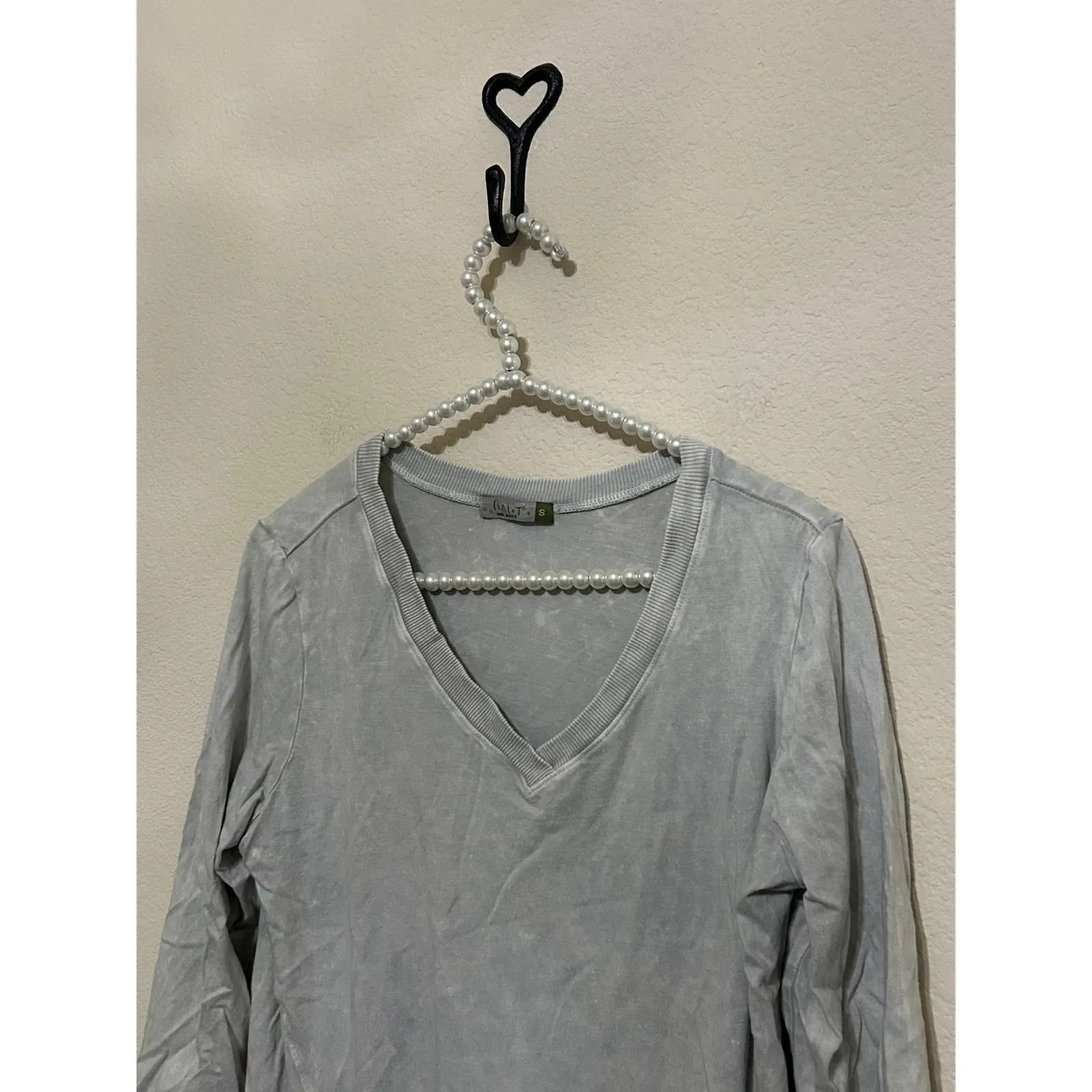 Chalet et Ceci Top Size Small Gray Lagenlook Capsule Wardrobe Classic Shirt Hemp - Image 4