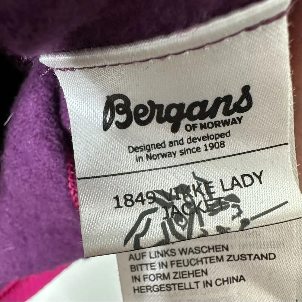 Bergans of Norway Purple Merino Wool Vikke Lady Zip Up Jacket Large - Image 2