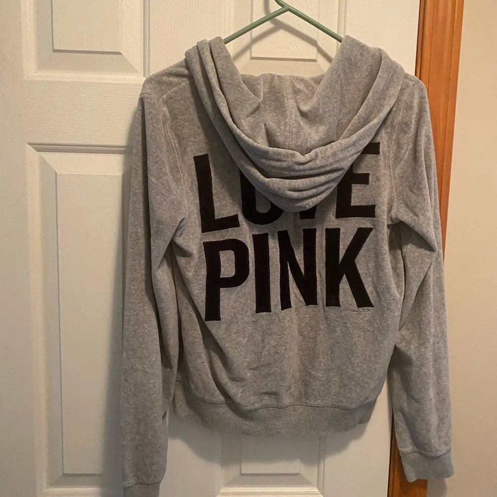 Grey Pink Zip Up velvet Gray Size M - Image 3