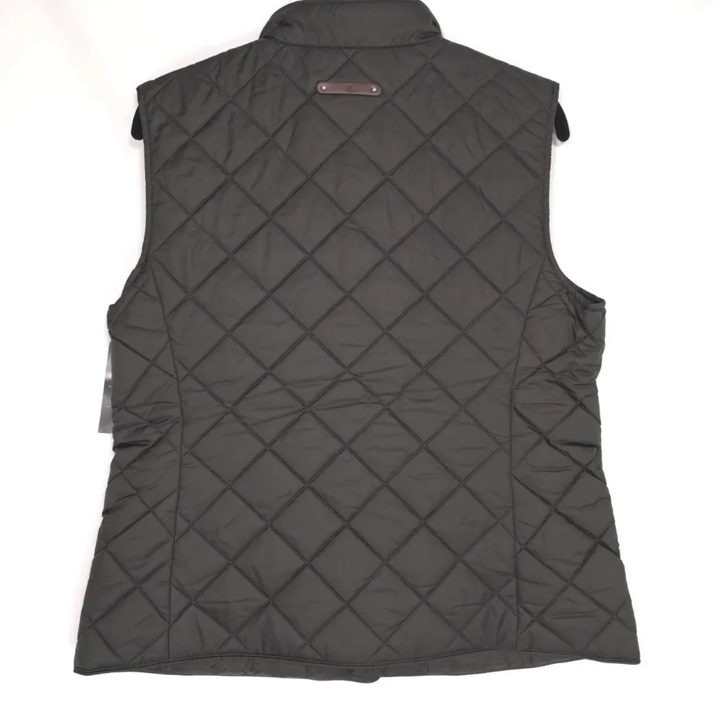 LAUREN RALPH LAUREN New MEDIUM Vest Crest-Patch Diamond Quilted Green Army Women - Image 2