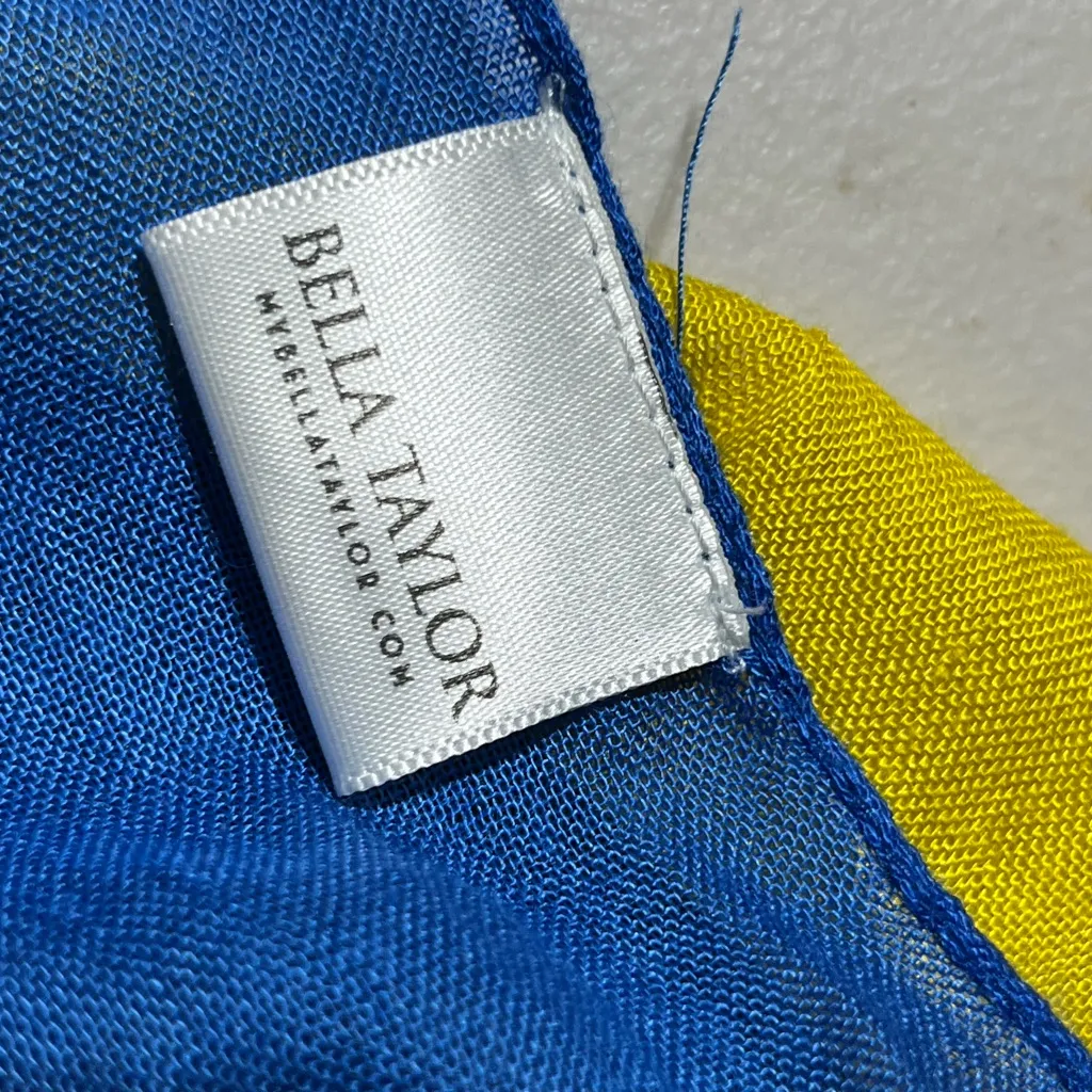 BELLA TAYLOR MULTICOLORED SCARF 68” LENGTH WITH KNOTTED BLACK CROCHET TO‎ HEM - Image 3