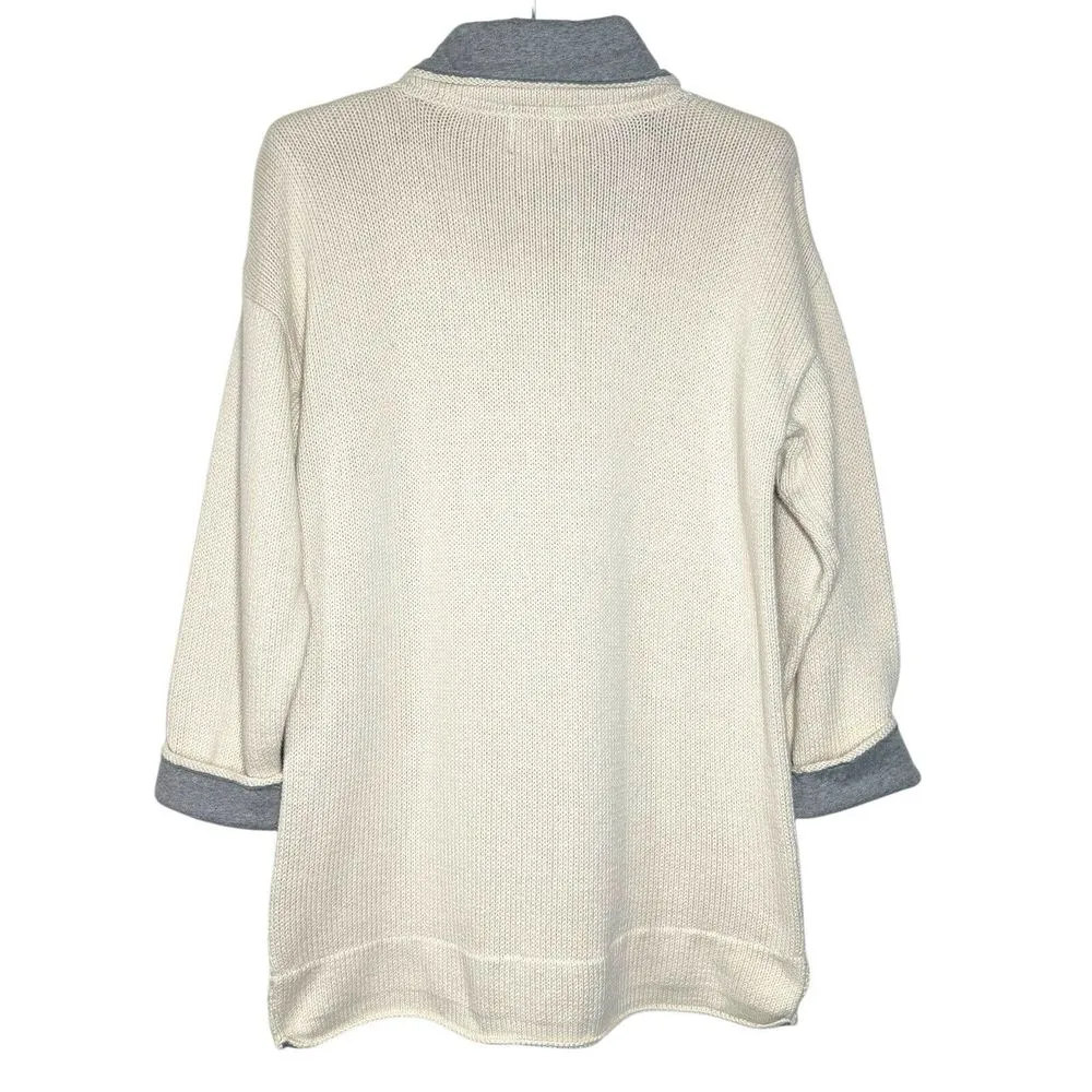 Anthropologie x Pure Hand Knit M/L Sweater High Low‎ Cowl Neck Jersey Trim Size undefined - Image 4