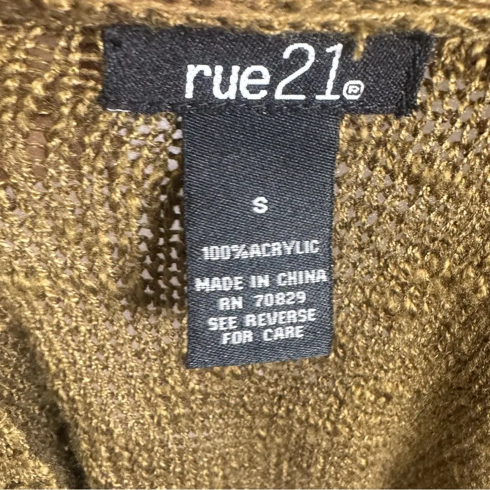 Army green knit tunic sweater with tie sides and side slits size small - Image 4