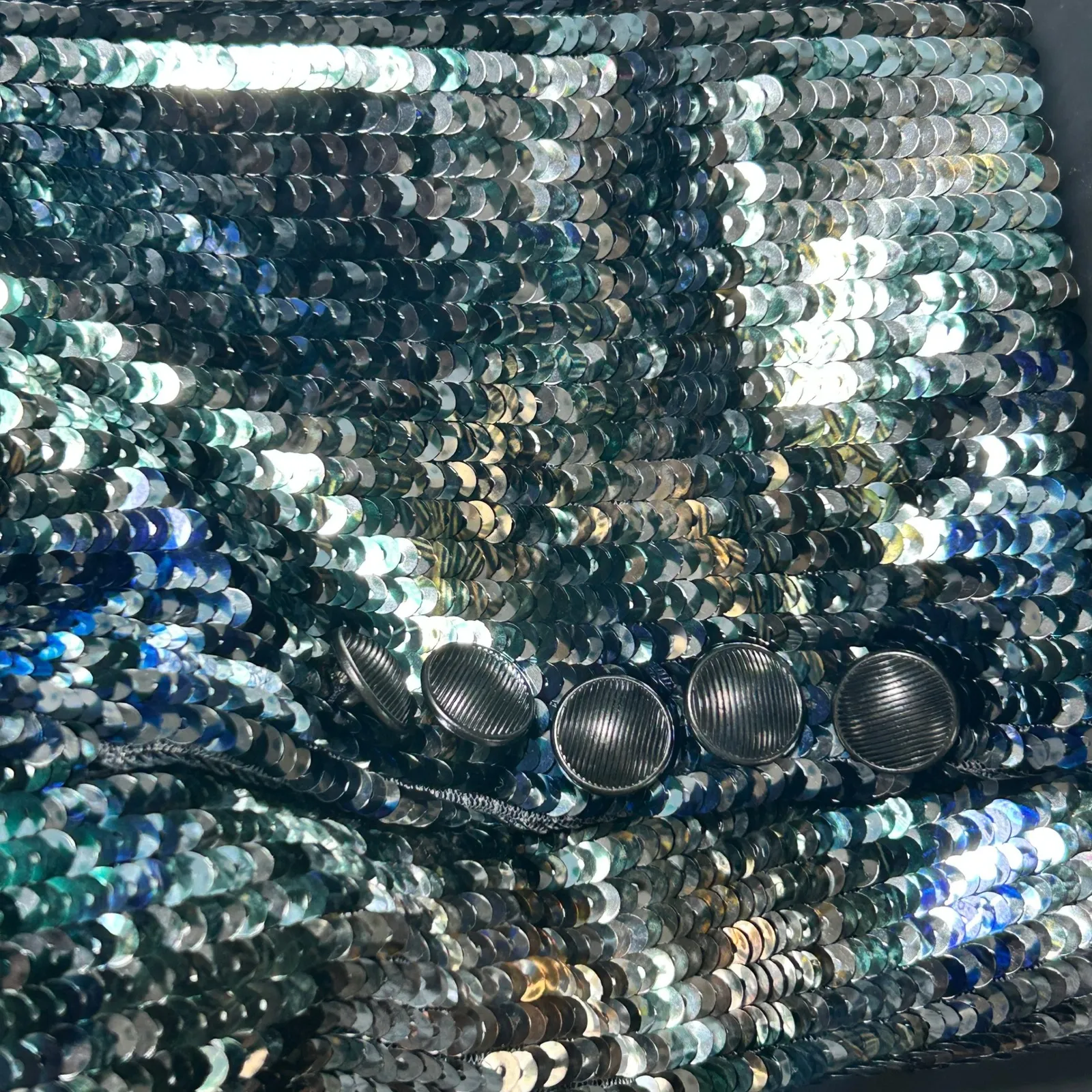 L'Agence Kenzie Sequin Metallic Blazer Jacket Silver Double‎ Breasted Size 16 - Image 15