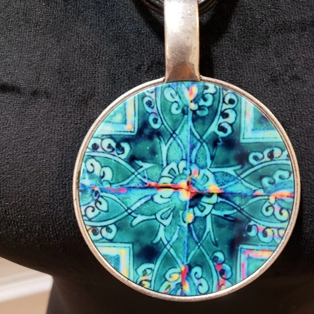 Womens Fashion Silver Blue Pendant Silver and Turquoise Leather Necklace Jewelry - Image 5