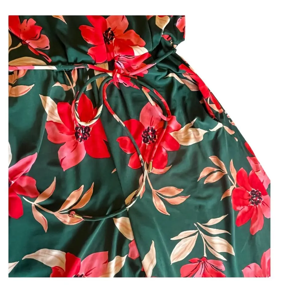 NEW Maggy London Floral CROPPED JUMPSUIT Women's 2 Hawaiian Print Green Pink NWT - Image 5