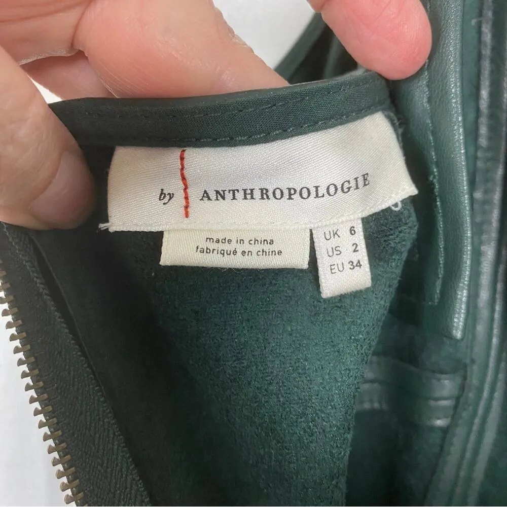 Anthropologie Green Faux Leather Samira Cropped Jumpsuit Sz.2 - Image 7