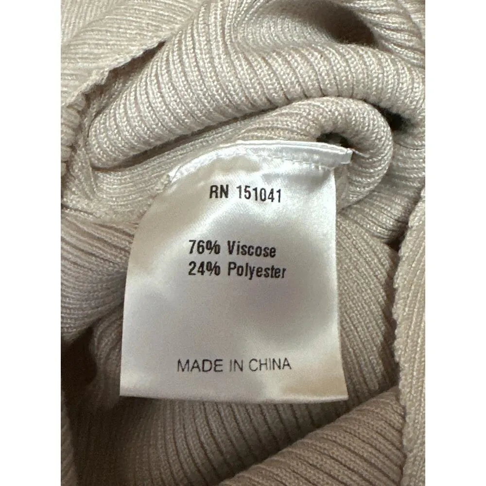 Kourt Women's Beige Sleeveless Ribbed Knit High Neck Cropped Tank Top Size S - Image 4