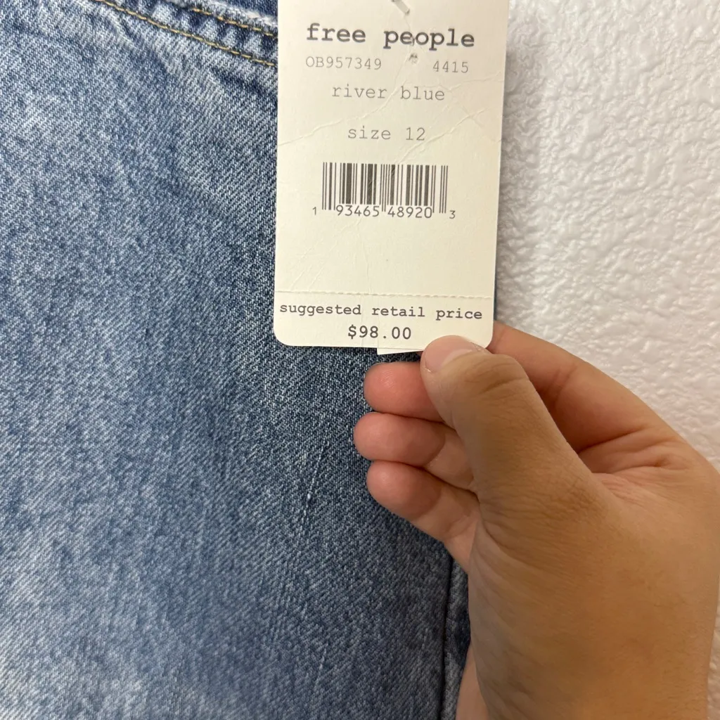 NWT Free People We The Free Elisa Pencil Ripped Denim Skirt 12 - Image 3
