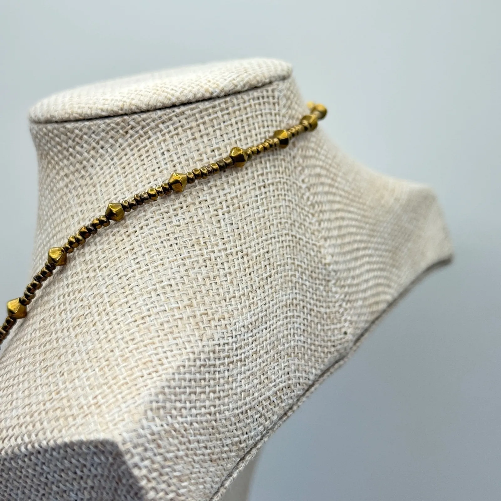 VTG Long Beaded Necklace Gold Brown Black Art Deco Style Y‎ Pendant Jewelry - Image 3