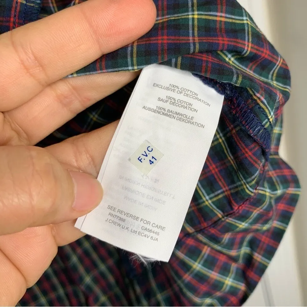 J Crew gold embroidered‎ tartan plaid blouse size medium holiday academia winter - Image 4