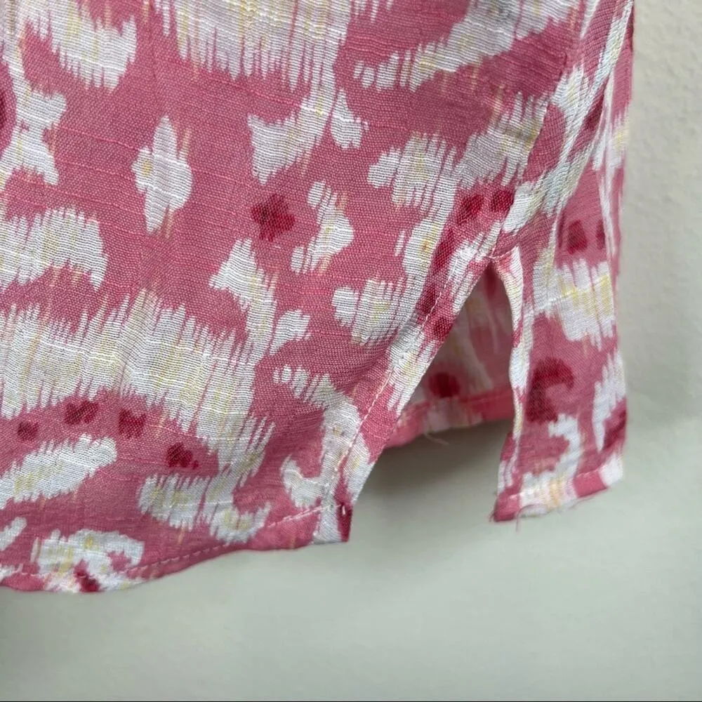 Nanette Lepore pink ikat pintuck lace short bell sleeve blouse small - Image 7