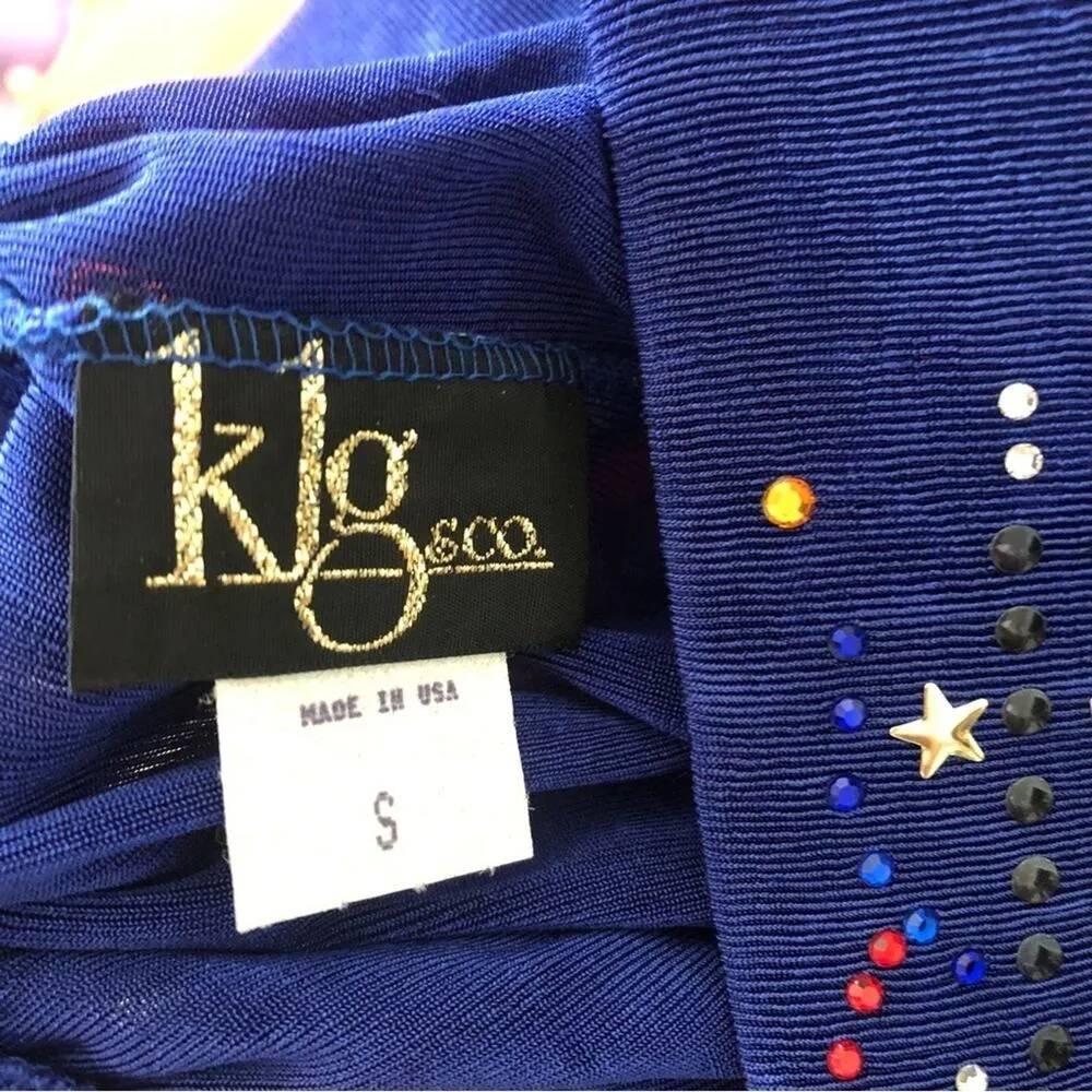 NWT Vintage 80's KLG & Co. Slinky Blue Ribbed High Rise Bedazzled Shorts - Image 10