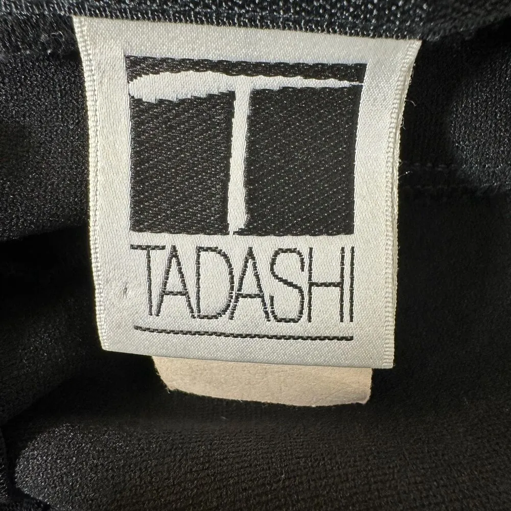 Tadashi Vintage Black Beaded Mesh Blouse Long Sleeve Size Small - Image 5