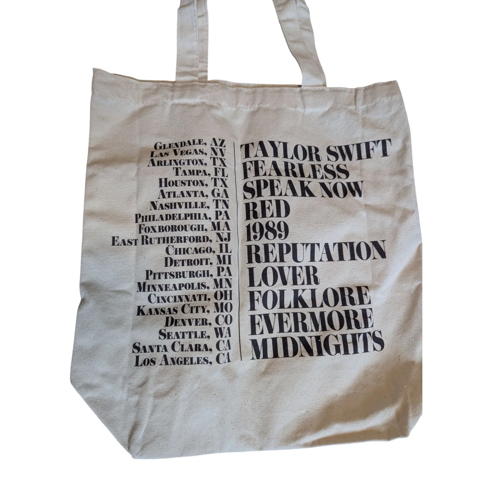 Taylor Swift The Eras Tour VIP Tote Bag Beige USA Dates Leg 1 - Image 5