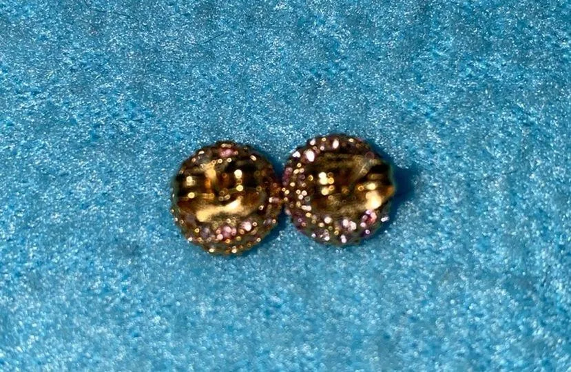 ANN TAYLOR rhinestone cluster ball gold tone pierced stud earrings - Image 8