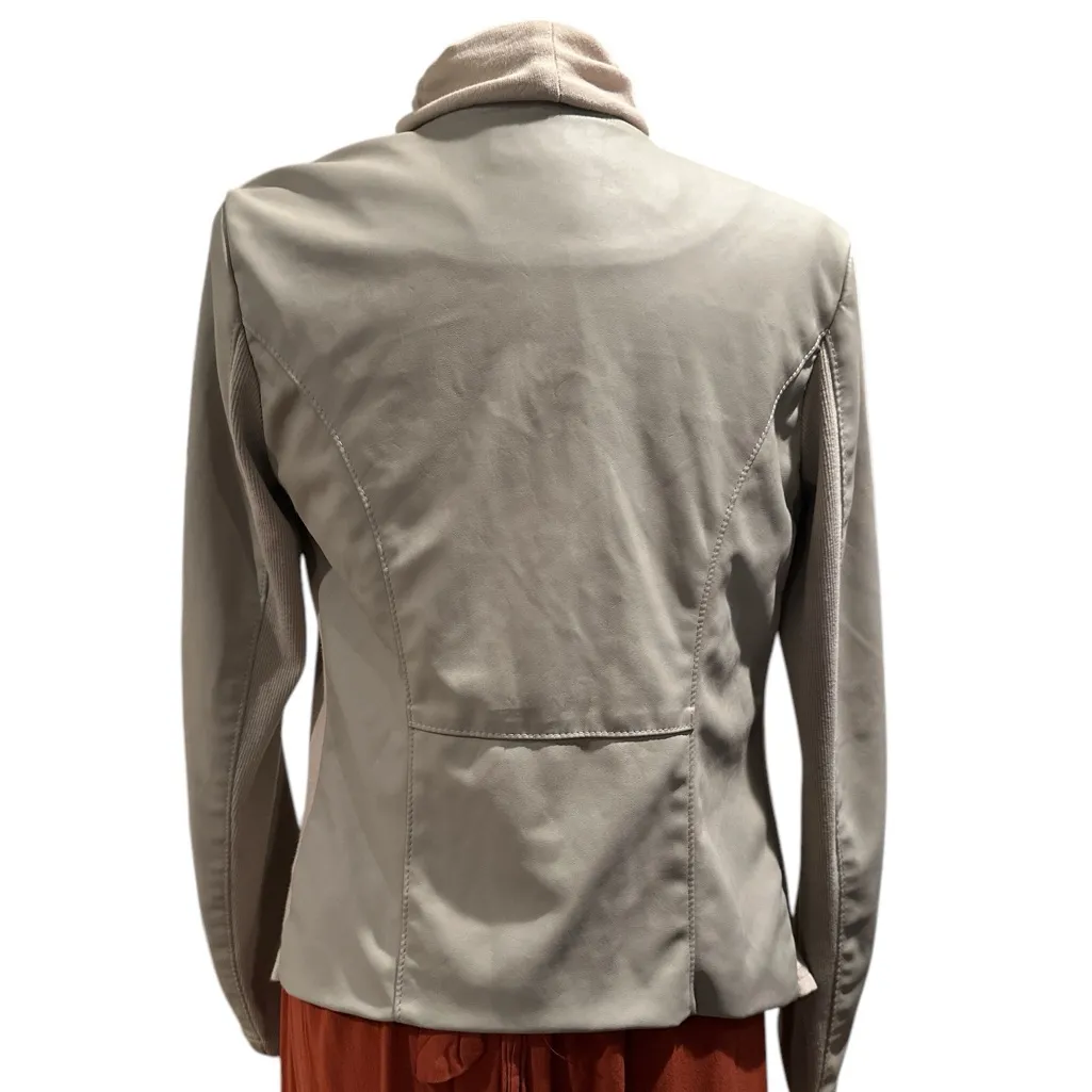 BLANK NYC ASYMMETRICAL JACKET FAUX LEATHER DRAPEY TAN-BEIGE MOTO S - Image 3