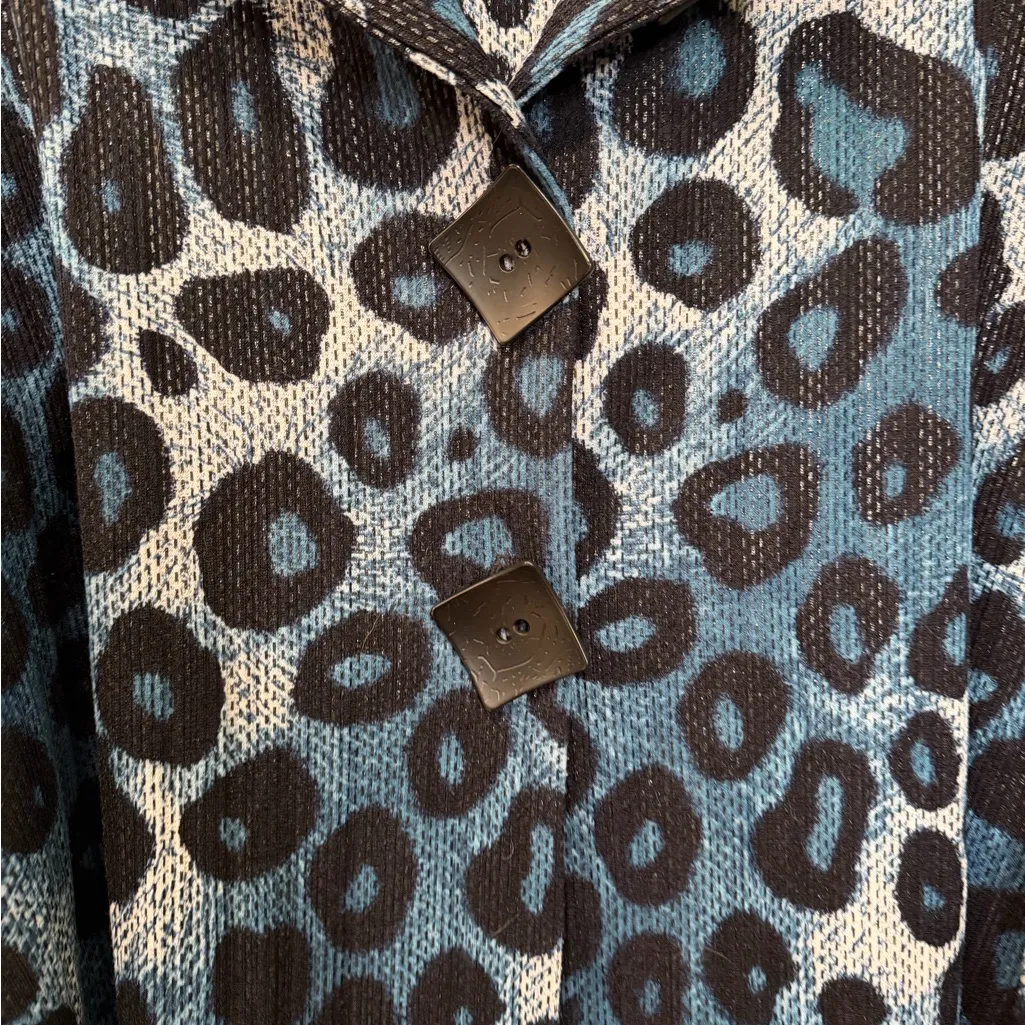Frank Lyman Leopard Print Knit Top Blue Black Size 18 - Image 2