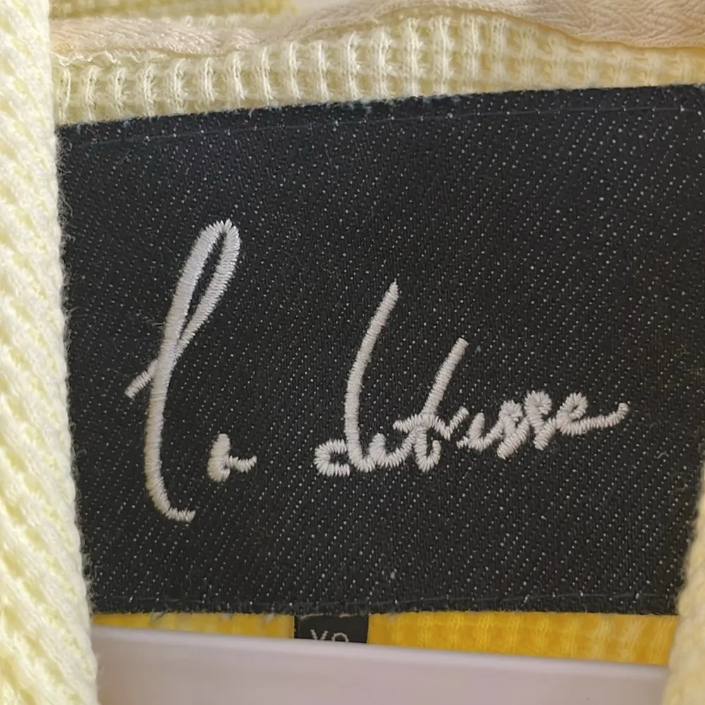 La detresse Cotton Waffle Tie Dye Long Sleeve Hoodie Size Xs Yellow - Image 4