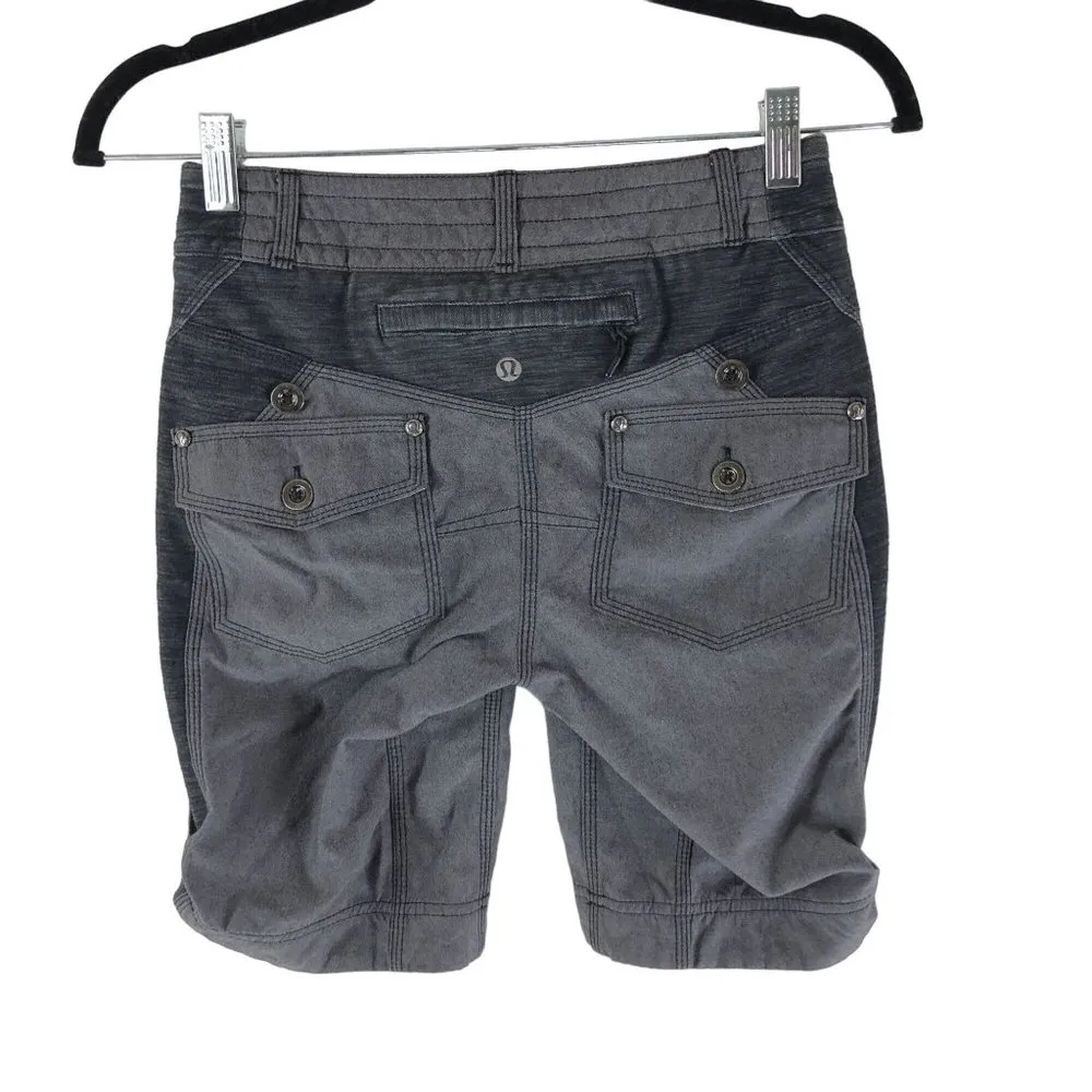 Lululemon Womens Ride On Bermuda Short Pockets Roll Tab Black / Fossil Gray 2 - Image 3
