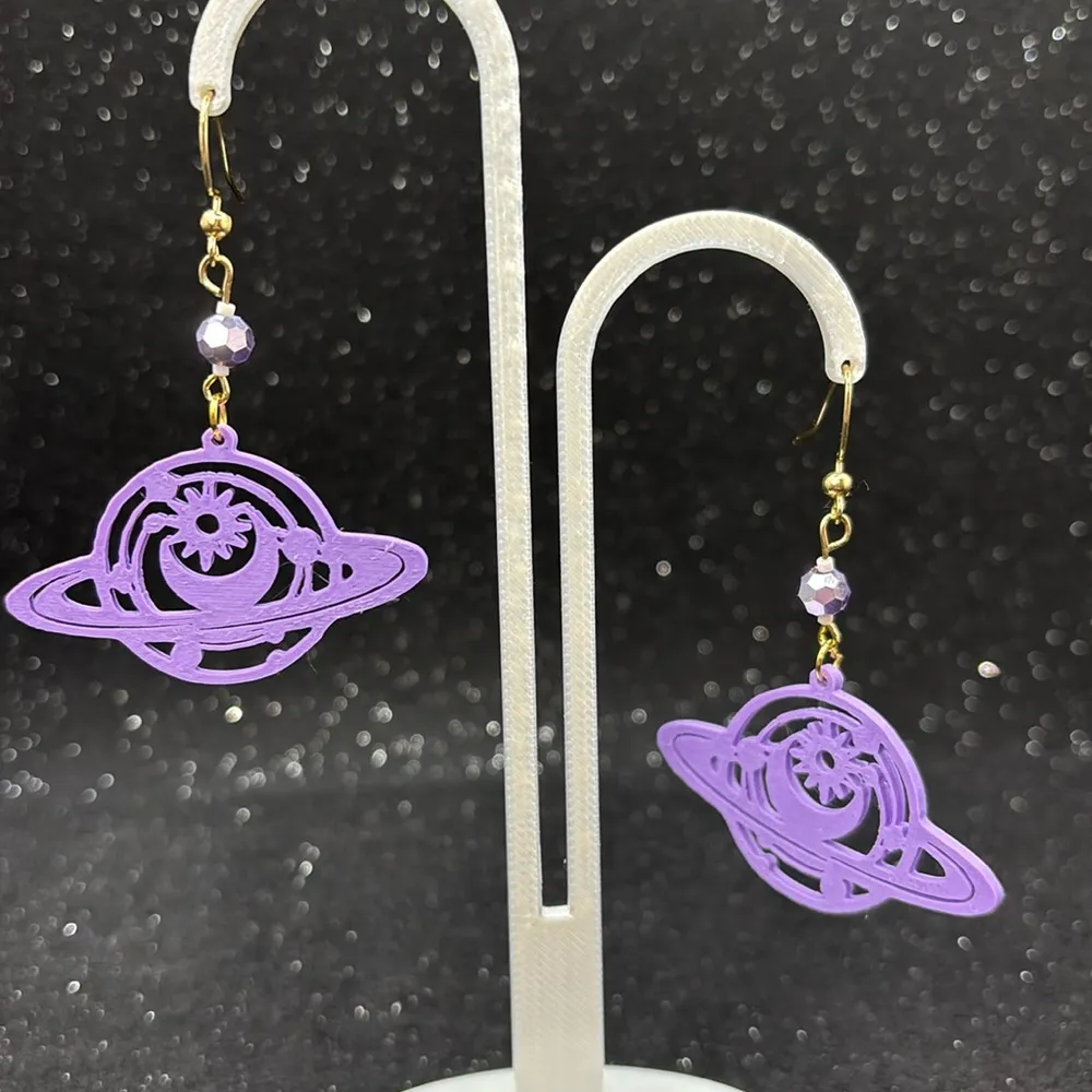 Purple Planet Earrings - Image 5