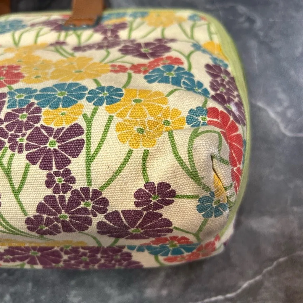 Vintage Fossil Floral Cream Green medium Carrying Bag Purse - Image 11