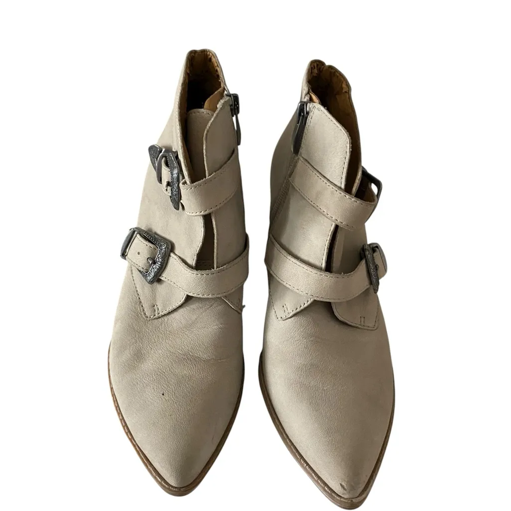 Franco Sarto Tan Granton Ankle Boots with Buckle Detail Suede Leather Block Heel - Image 3