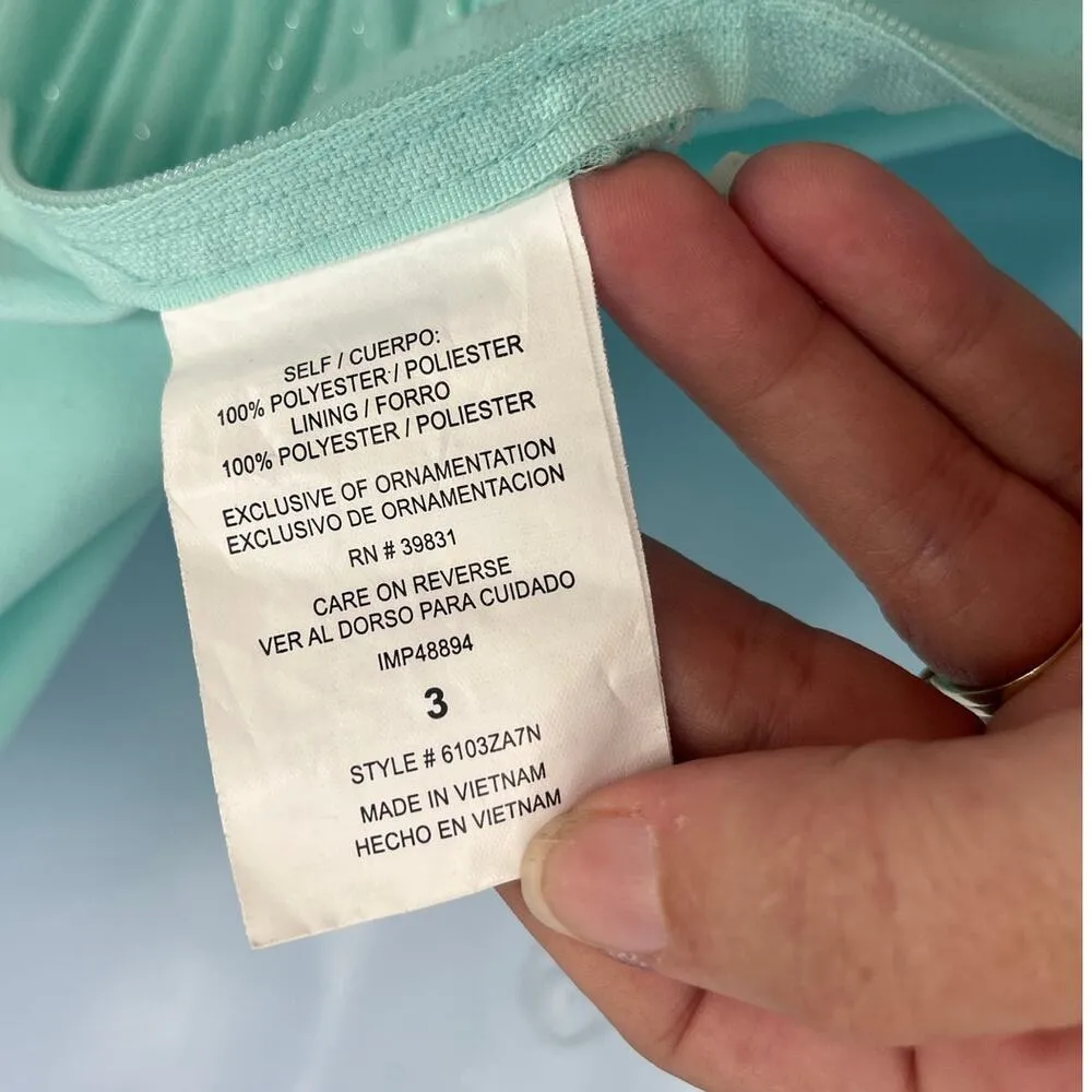 Sequin Hearts Babydoll Fairy Y2K Dress Sz 3 Mint Coquette Sparkle Strapless Gala - Image 14