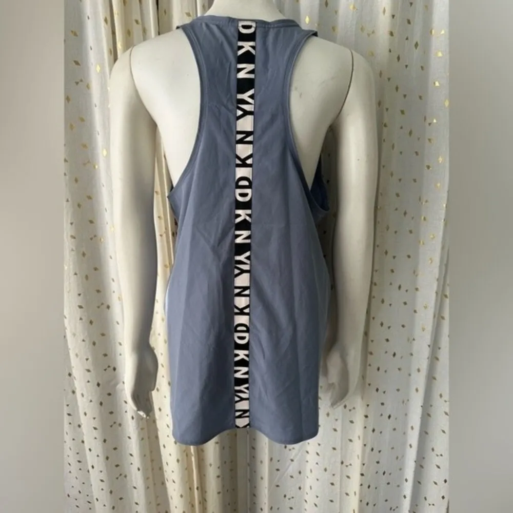 DKNY Women's Slate Blue Sport Racerback Logo Athletic Athleisure Tank Top Size M - Image 3