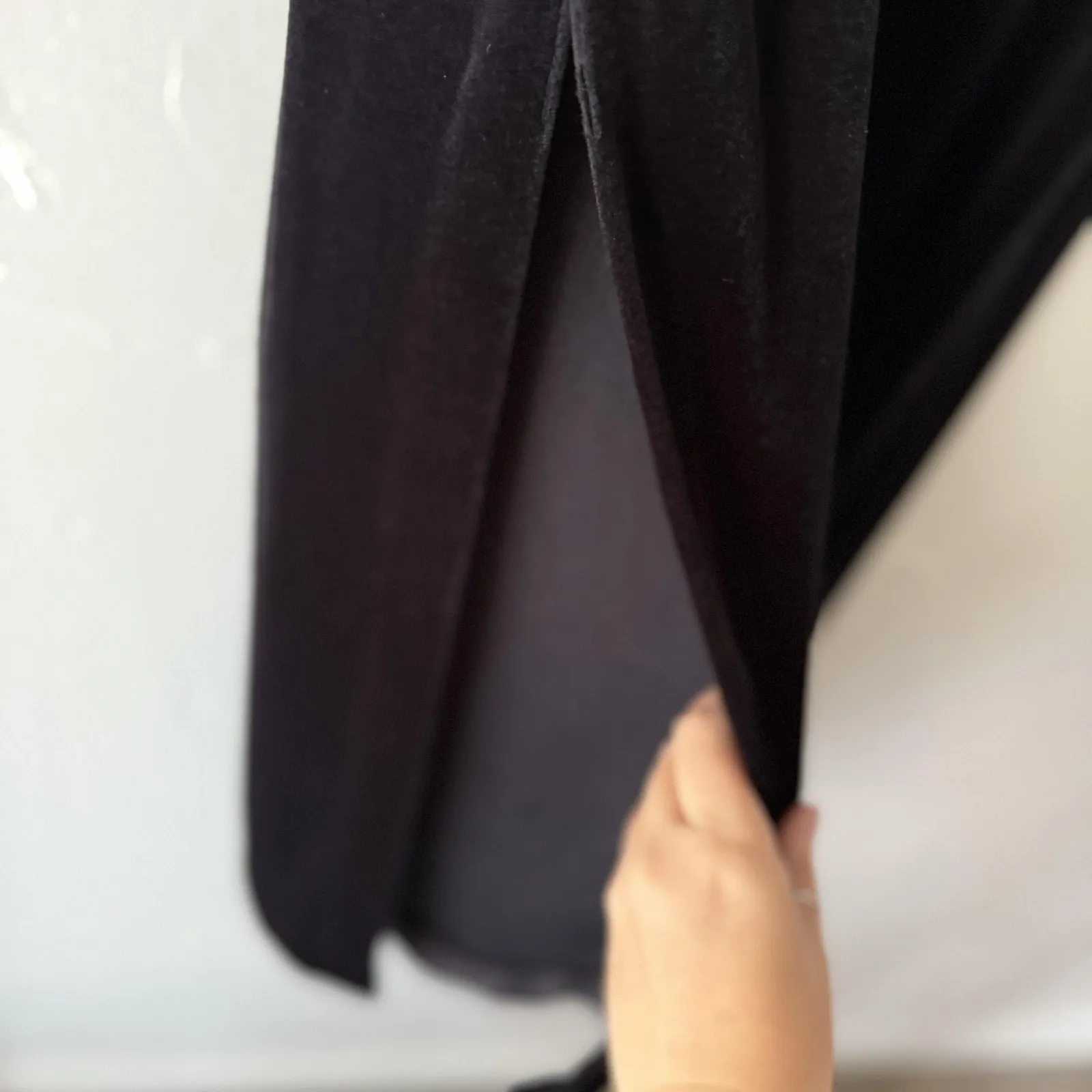 Vintage Black Velvet Maxi Skirt Size 14 Pull On Stretch Whimisgoth Grunge Witchy - Image 7