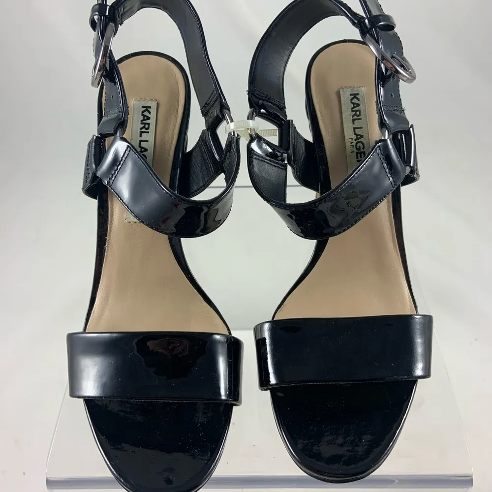 Karl Lagerfeld 6.5M  shiny black strap stiletto - Image 2